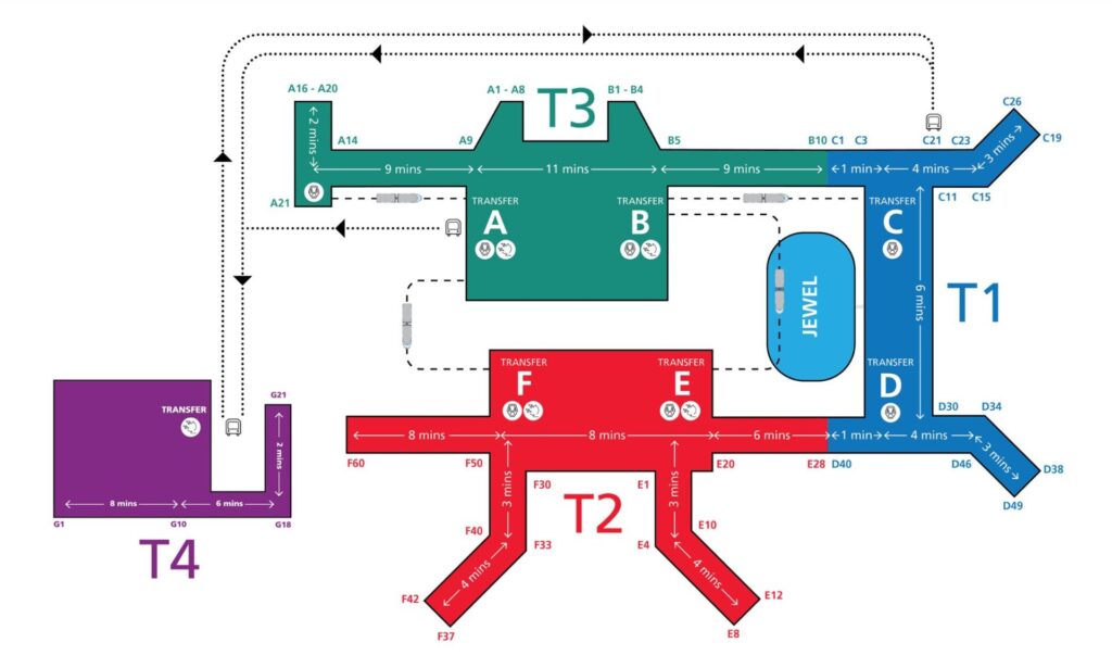 Map of Changi airport and Jewel