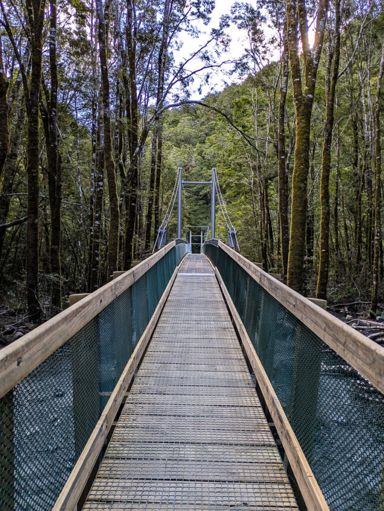 New swing bridge on the Blue Pools track, recently constructed in 2025