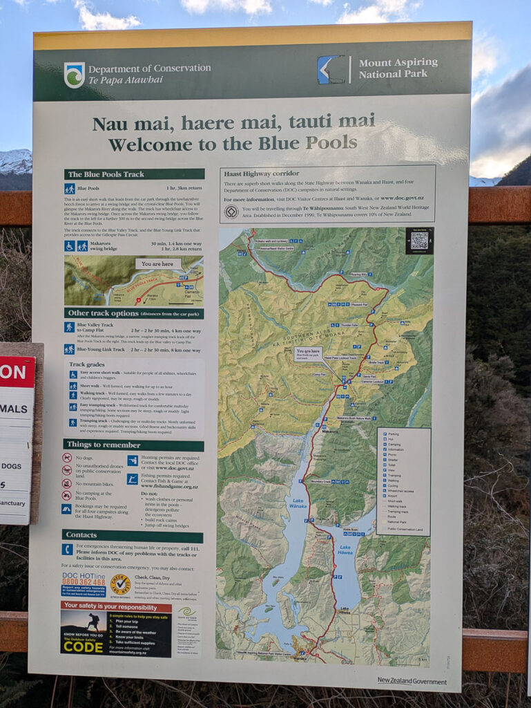 Map of the walking tracks in the Makarora region