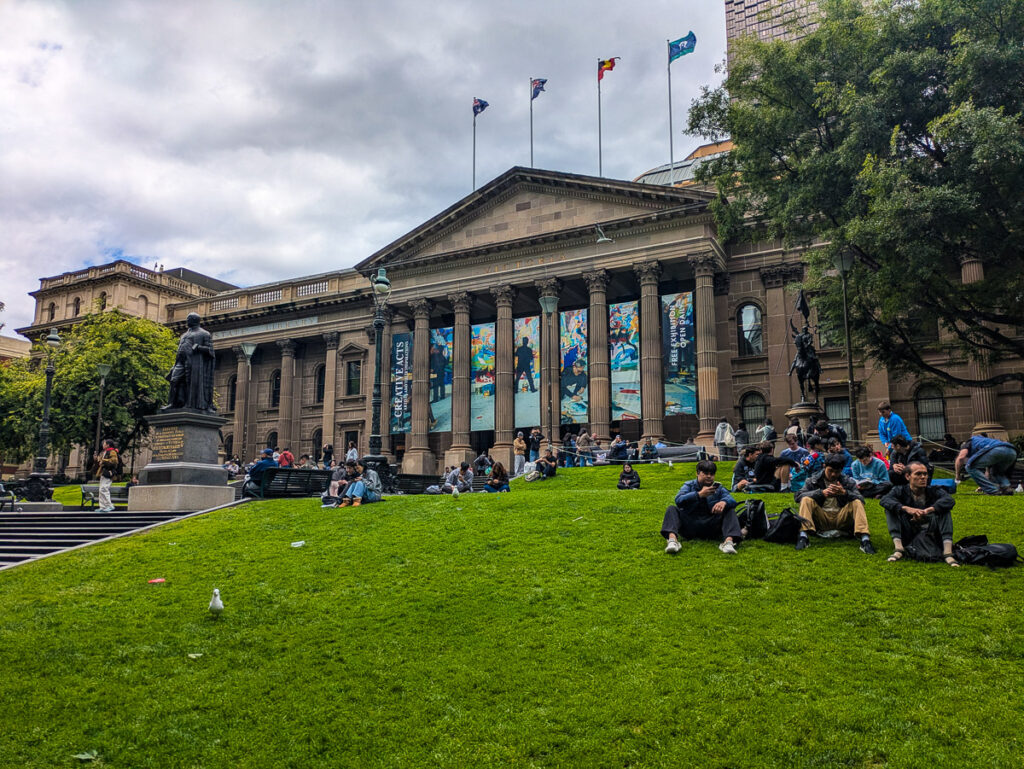 Outside the State Library Victoria in Melbourne